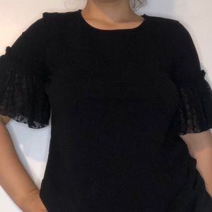Black Shirt with Black Puffy Sleeves